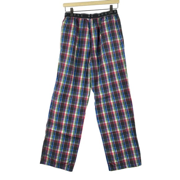 Hugo Boss Pajama Pants Mens‎ Medium Plaid Blue Red 100% Cotton Lightweight - Picture 2 of 13